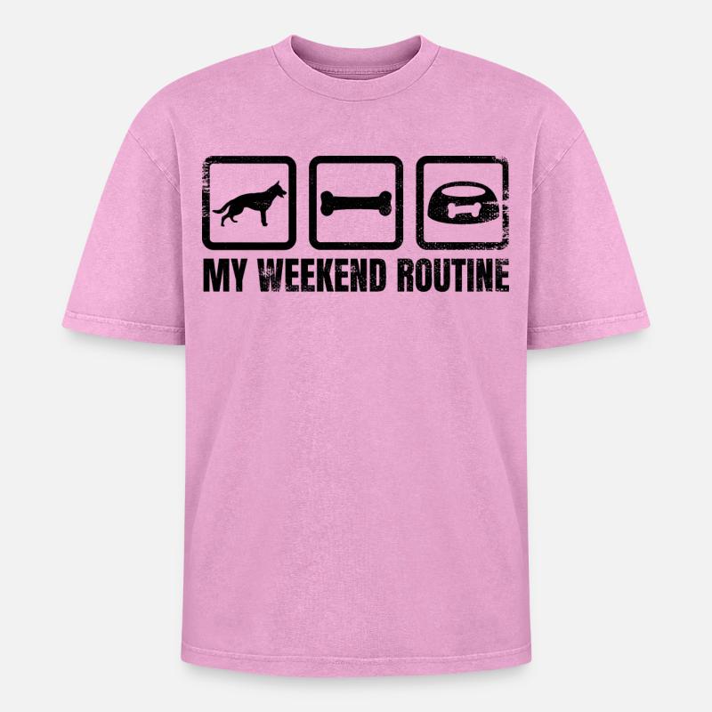 German Shepherd Weekend - Oversized Unisex Premium Acid-Washed T-Shirt - acid washed pink