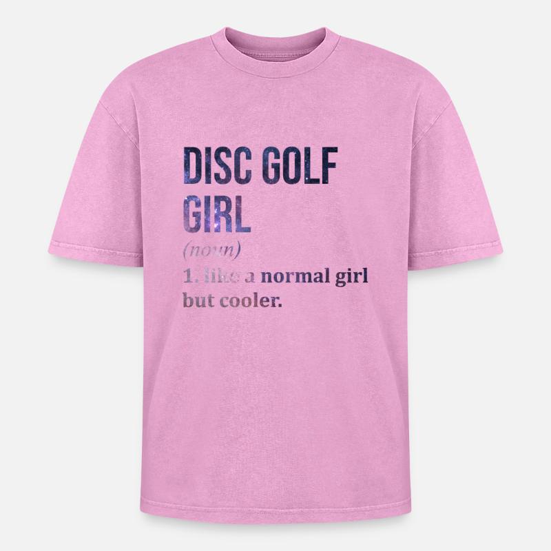 Discgolf - Oversized Unisex Premium Acid-Washed T-Shirt - Pink Acid Wash