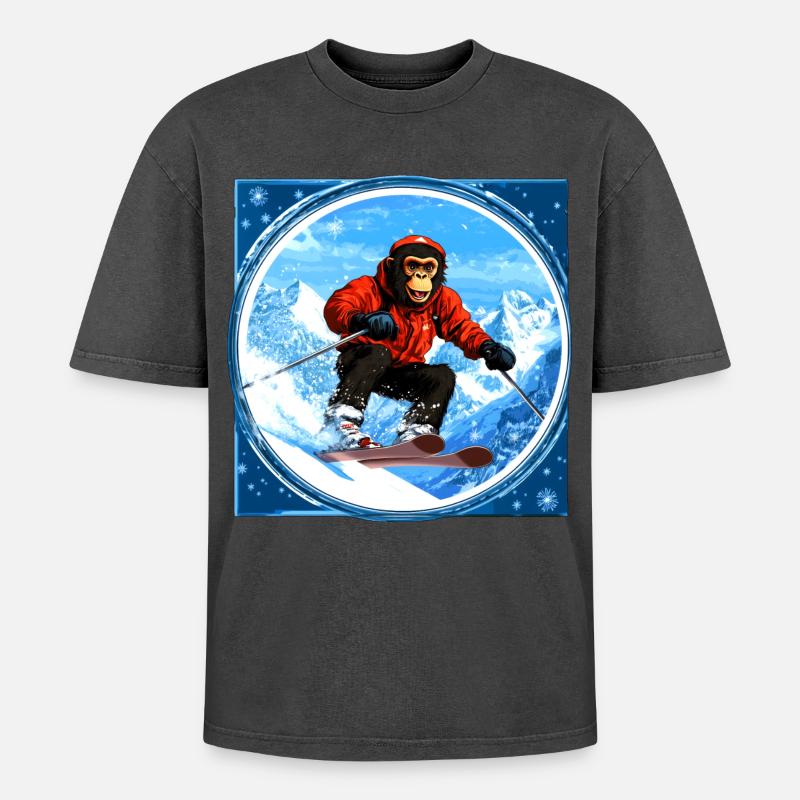 Ski Affe - Oversized Unisex Premium Acid-Washed T-Shirt - undefined