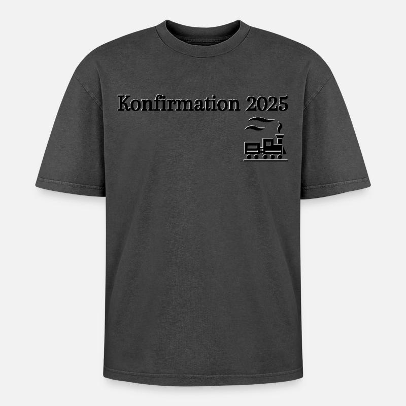 Konfirmation 2025 losfahrender Zug Reise - Oversized Unisex Premium Acid-Washed T-Shirt - undefined