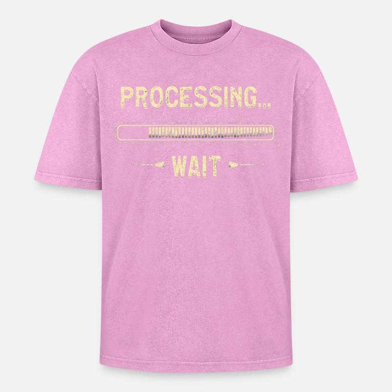 Processing... Please Wait - Oversized Unisex Premium Acid-Washed T-Shirt - Pink Acid Wash