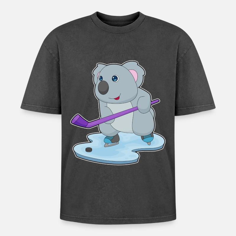 Koala Eishockey Eishockeyschläger - Oversized Unisex Premium Acid-Washed T-Shirt - undefined