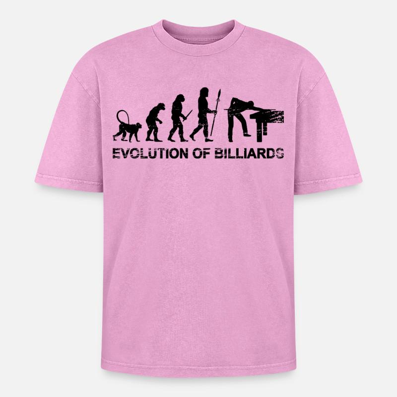 Billard Evolution - Oversized Unisex Premium Acid-Washed T-Shirt - Pink Acid Wash