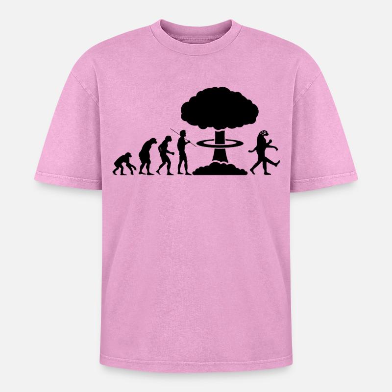 Nuclear evolution - Oversized Unisex Premium Acid-Washed T-Shirt - acid washed pink