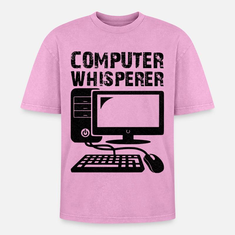 Computer Whisperer - Oversized Unisex Premium Acid-Washed T-Shirt - acid washed pink
