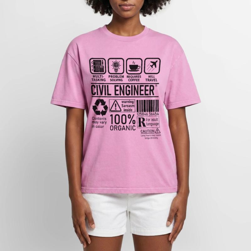 Civil Engineer multi tasking problem solving Oversized Unisex Premium Acid-Washed T-Shirt