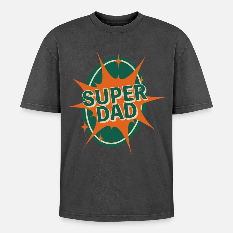 Conception de style bande dessinée Super Dad - T-shirt Premium unisexe oversize acid-washed - rose délavé acide