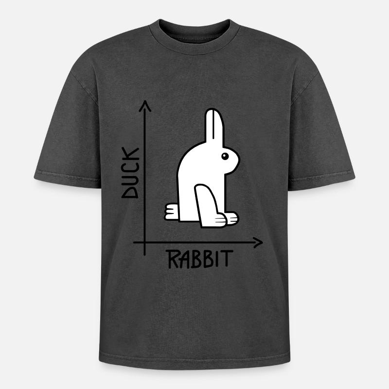 Ente oder Kaninchen Optische Täuschung - Oversized Unisex Premium Acid-Washed T-Shirt - undefined
