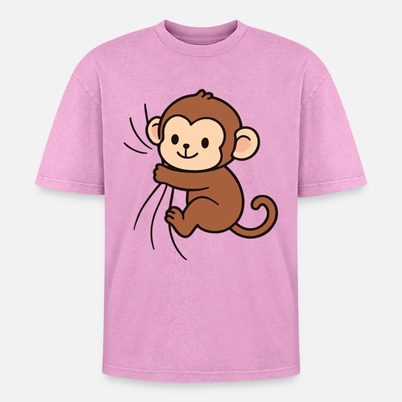 Liebes kleines Äffchen - Oversized Unisex Premium Acid-Washed T-Shirt - Pink Acid Wash