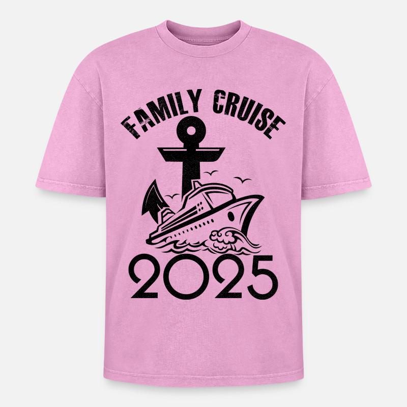 Family cruise 2025 - Oversized Unisex Premium Acid-Washed T-Shirt - acid washed pink