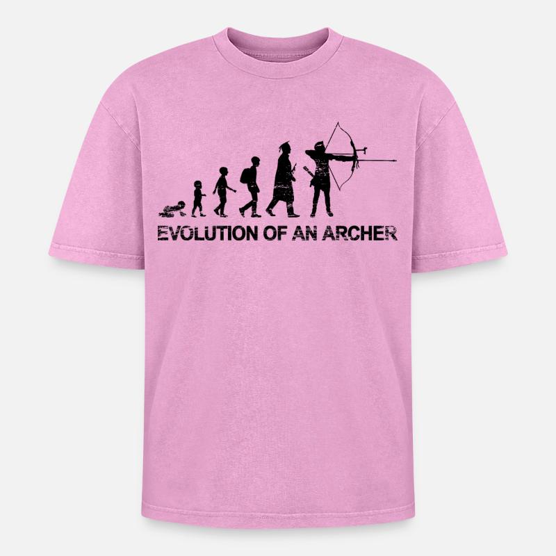 Évolution d’un archer - T-shirt Premium unisexe oversize acid-washed - rose délavé acide