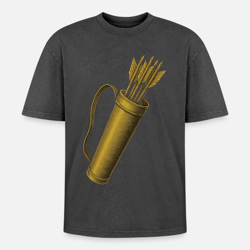 Bogenschießen Bogen Pfeil Köcher Bogenschütze - Oversized Unisex Premium Acid-Washed T-Shirt - undefined
