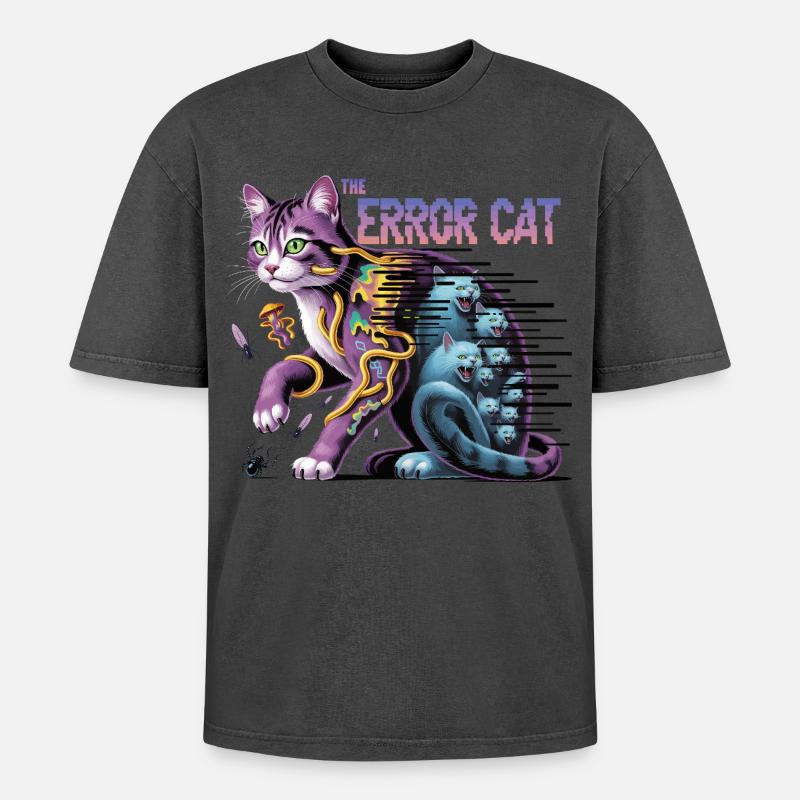Die irrende Katze Digitale Kunst - Oversized Unisex Premium Acid-Washed T-Shirt - undefined