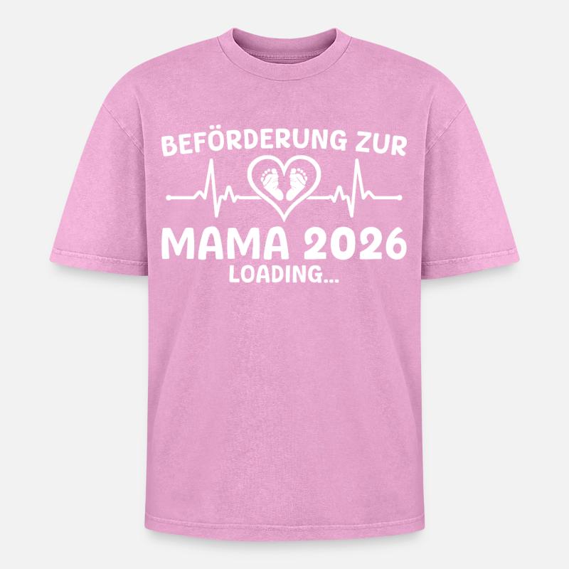 Werdende Mutter 2026 loading - Mama - Oversized Unisex Premium Acid-Washed T-Shirt - Pink Acid Wash