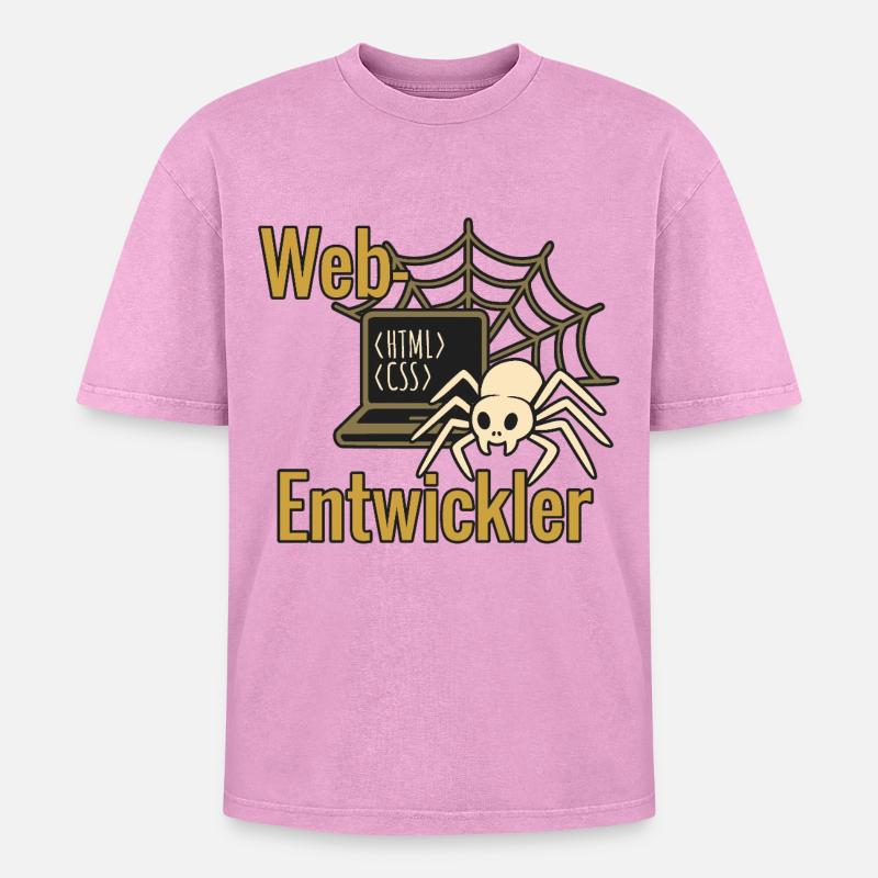 Web Developer - Halloween 2025 - Oversized Unisex Premium Acid-Washed T-Shirt - acid washed pink