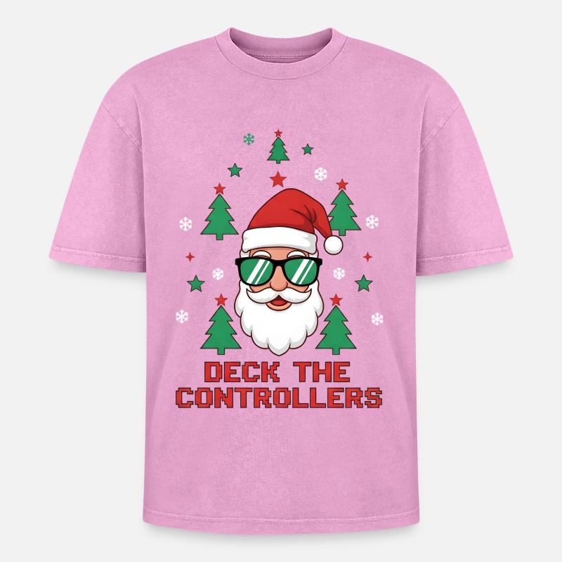 Decken Sie die Controller aus - Oversized Unisex Premium Acid-Washed T-Shirt - Pink Acid Wash