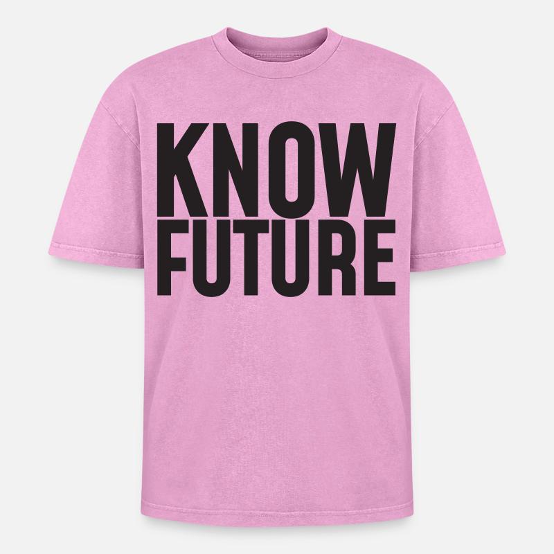 KNOW FUTURE - Oversized Unisex Premium Acid-Washed T-Shirt - Pink Acid Wash