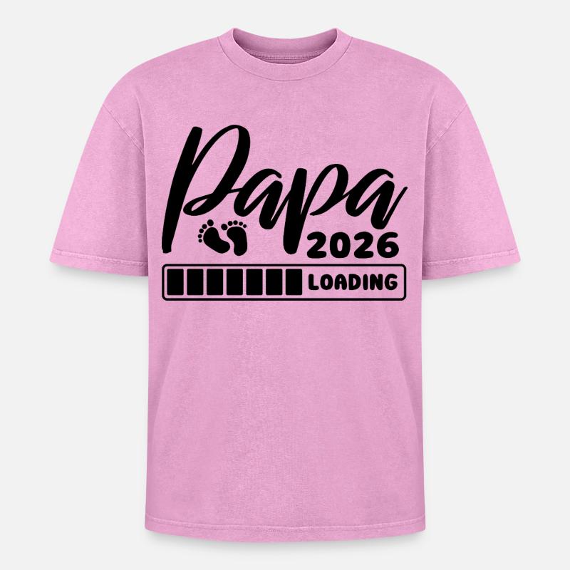 Dad 2026 loading - Pregnancy - Gift - Oversized Unisex Premium Acid-Washed T-Shirt - acid washed pink