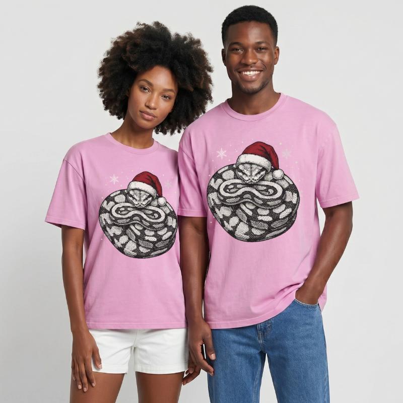 King Python Christmas Ball Python Snake Oversized Unisex Premium Acid-Washed T-Shirt