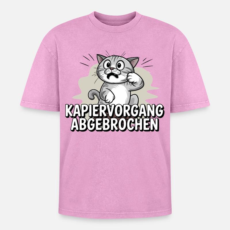 Kapiervorgang abgebrochen – Katze verwirrt - Oversized Unisex Premium Acid-Washed T-Shirt - Pink Acid Wash