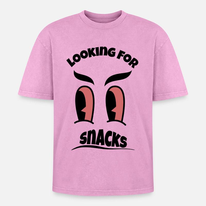 Looking for Snacks - Oversized Unisex Premium Acid-Washed T-Shirt - acid washed pink