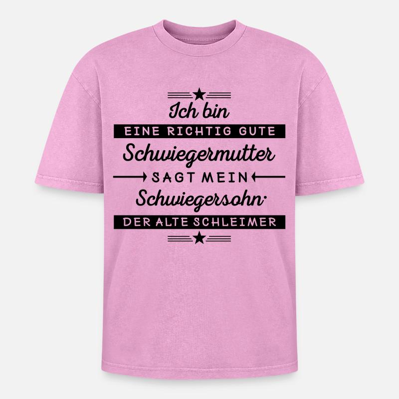 Ich bin eine gute Schwiegermutter - Oversized Unisex Premium Acid-Washed T-Shirt - Pink Acid Wash