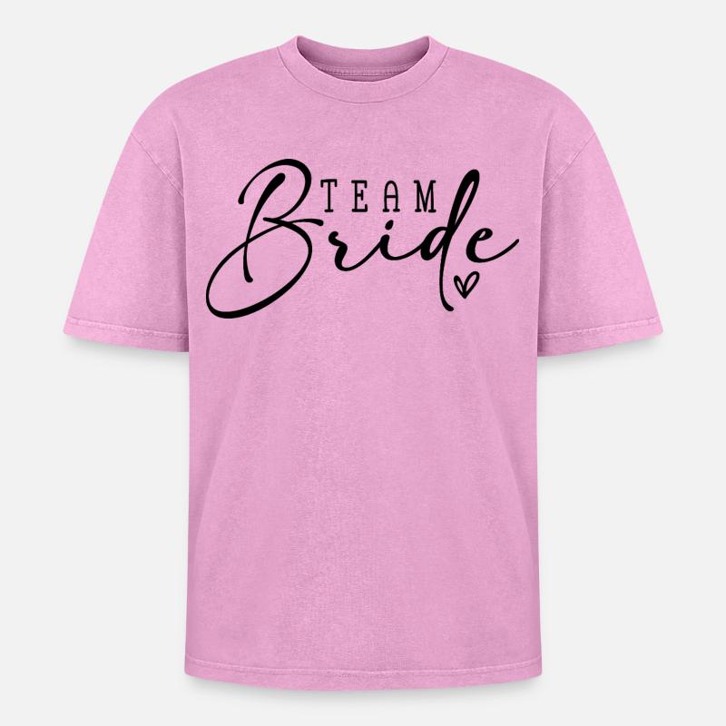 Team Bride - Oversized Unisex Premium Acid-Washed T-Shirt - Pink Acid Wash
