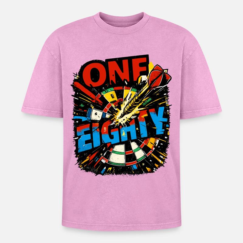 Dart One Eighty - Oversized Unisex Premium Acid-Washed T-Shirt - acid washed pink