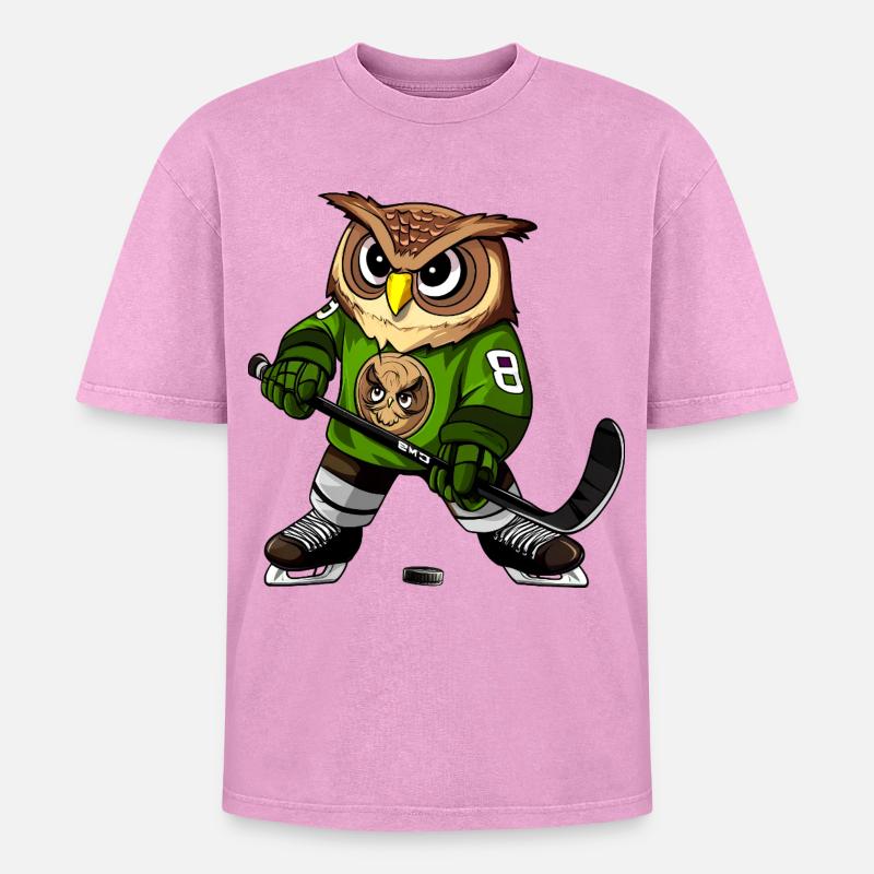 Eule Eishockey - Oversized Unisex Premium Acid-Washed T-Shirt - acid washed pink
