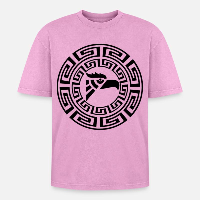 Black Eagle Emblem - Oversized Unisex Premium Acid-Washed T-Shirt - acid washed pink