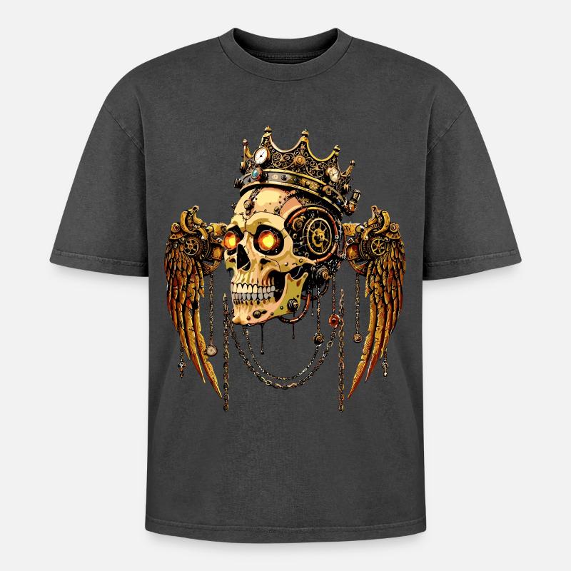 STEAMPUNK SCHÄDEL KRONE - Oversized Unisex Premium Acid-Washed T-Shirt - undefined
