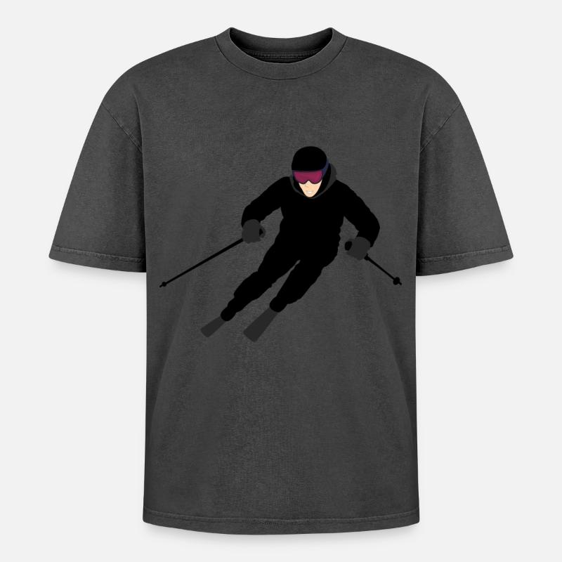 Dynamic skier - Oversized Unisex Premium Acid-Washed T-Shirt - acid washed pink