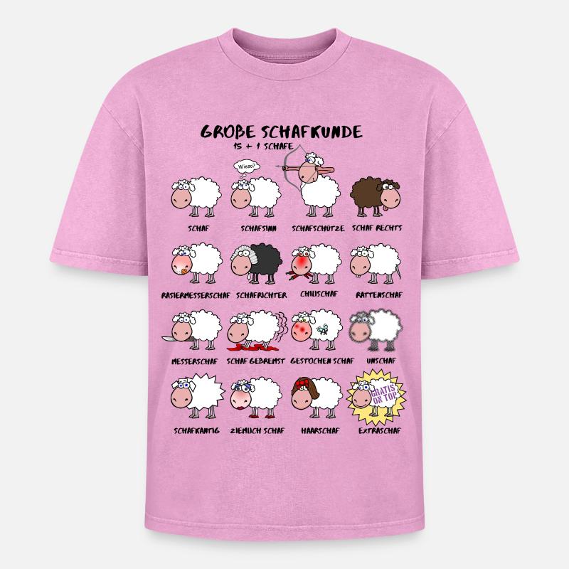 Great sheep knowledge - Oversized Unisex Premium Acid-Washed T-Shirt - acid washed pink