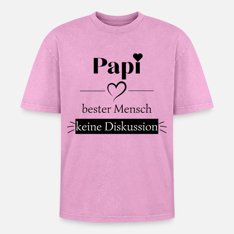 Papi bester Mensch - keine Diskussion - Oversized Unisex Premium Acid-Washed T-Shirt - Pink Acid Wash