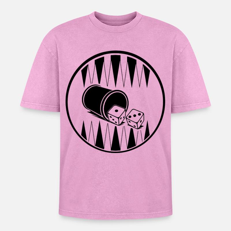 Backgammon | Brettspiel | Geschenk - Oversized Unisex Premium Acid-Washed T-Shirt - Pink Acid Wash