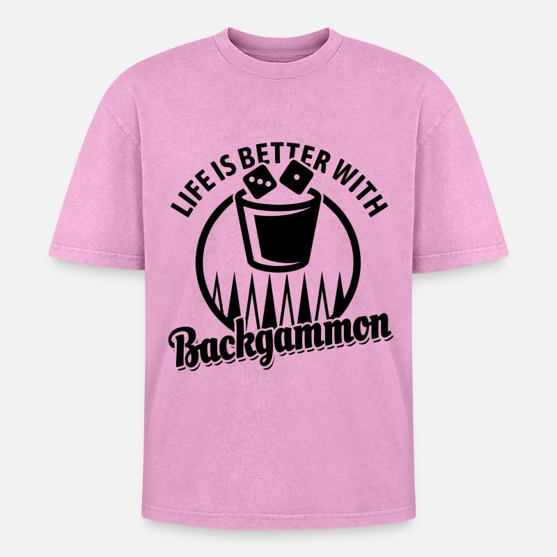 Backgammon | Board Game | Gift - Oversized Unisex Premium Acid-Washed T-Shirt - acid washed pink