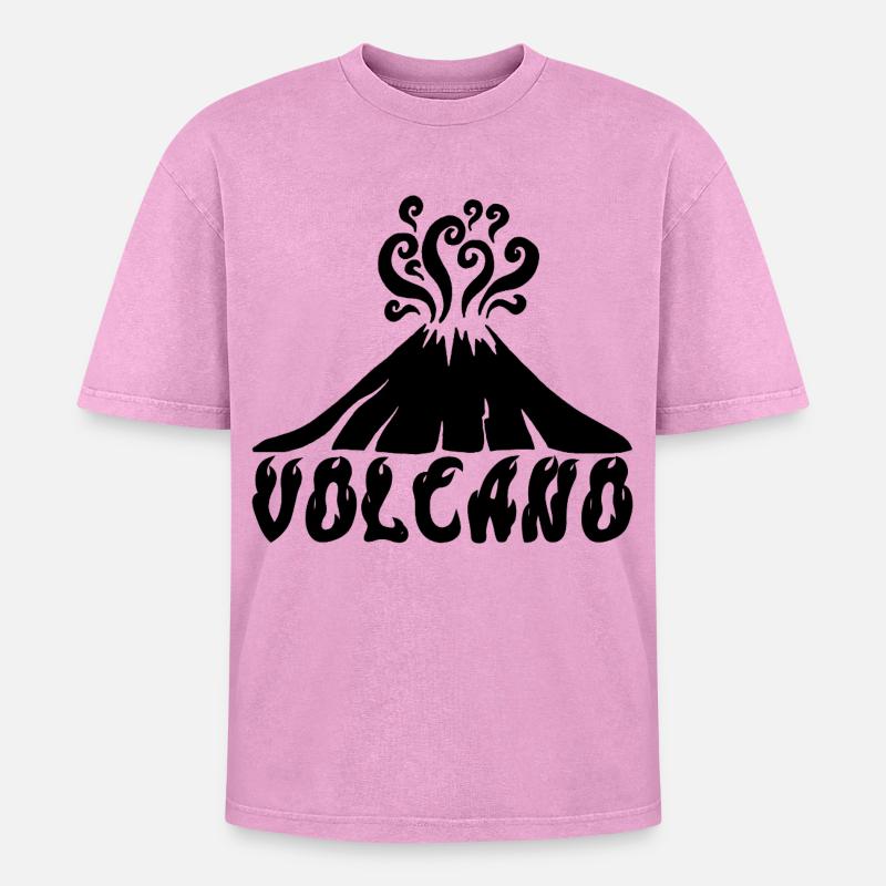 Schwarzer Vulkan - Oversized Unisex Premium Acid-Washed T-Shirt - Pink Acid Wash