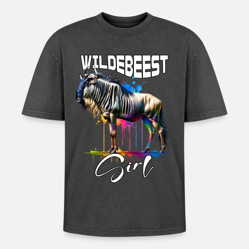Wildebeest Mädchen Gnu - Oversized Unisex Premium Acid-Washed T-Shirt - undefined