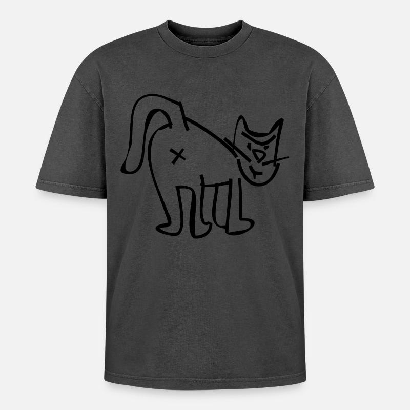 CAT - Oversized Unisex Premium Acid-Washed T-Shirt - undefined
