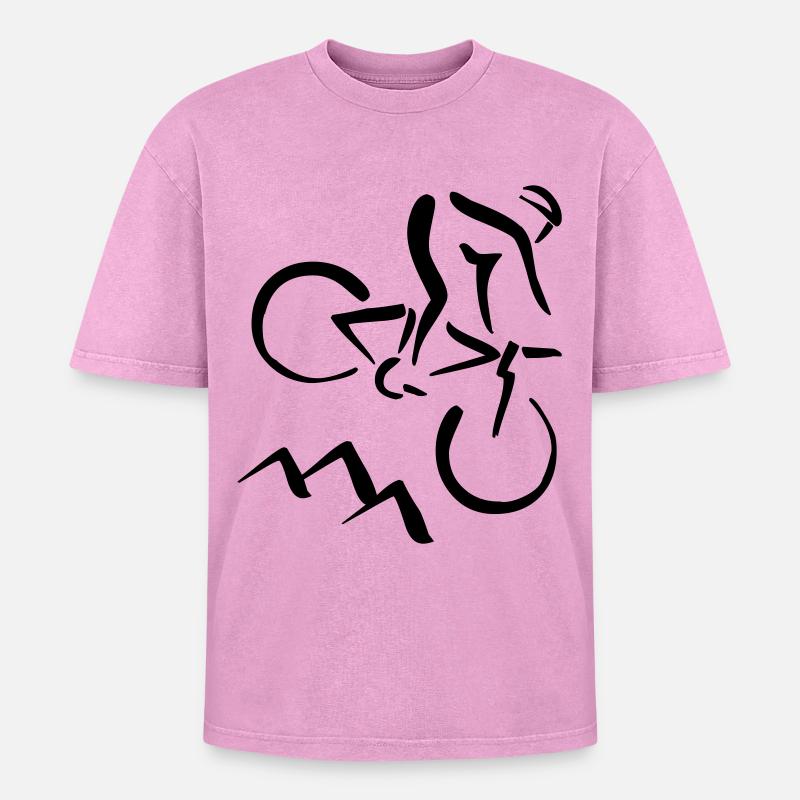 Biker - Oversized Unisex Premium Acid-Washed T-Shirt - acid washed pink