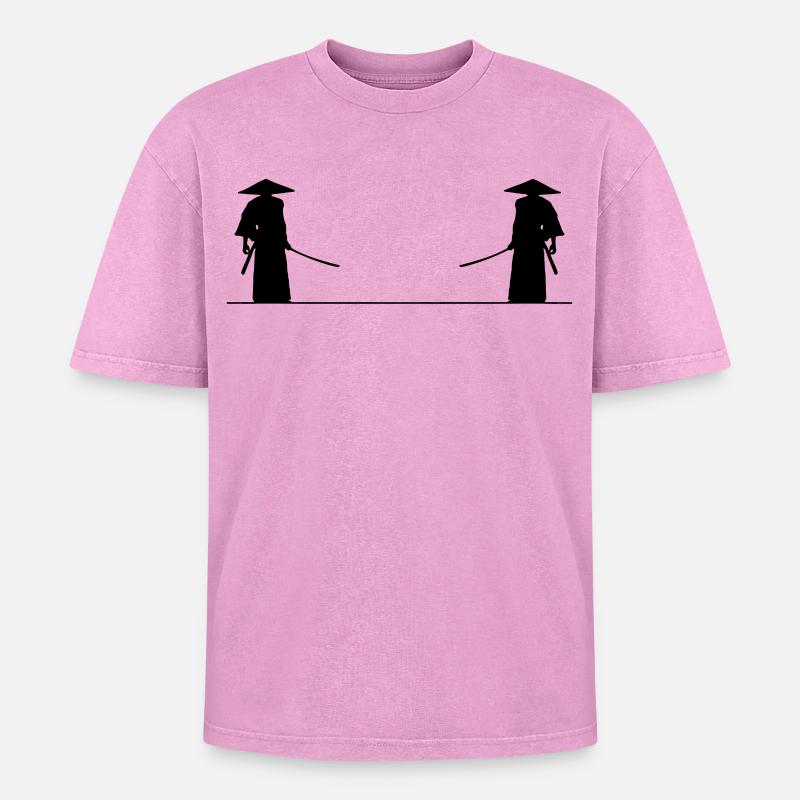 Samurai Kampf - Oversized Unisex Premium Acid-Washed T-Shirt - Pink Acid Wash