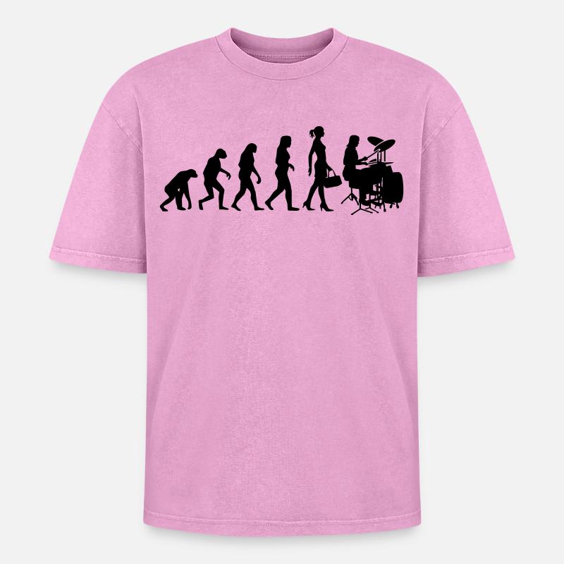 Evolution Schlagzeugerin Percussion Drummer - Oversized Unisex Premium Acid-Washed T-Shirt - Pink Acid Wash