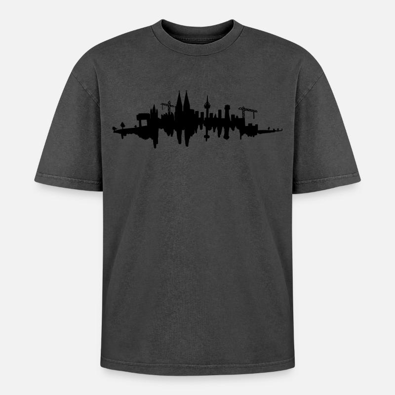 Kölner Skyline - Oversized Unisex Premium Acid-Washed T-Shirt - undefined