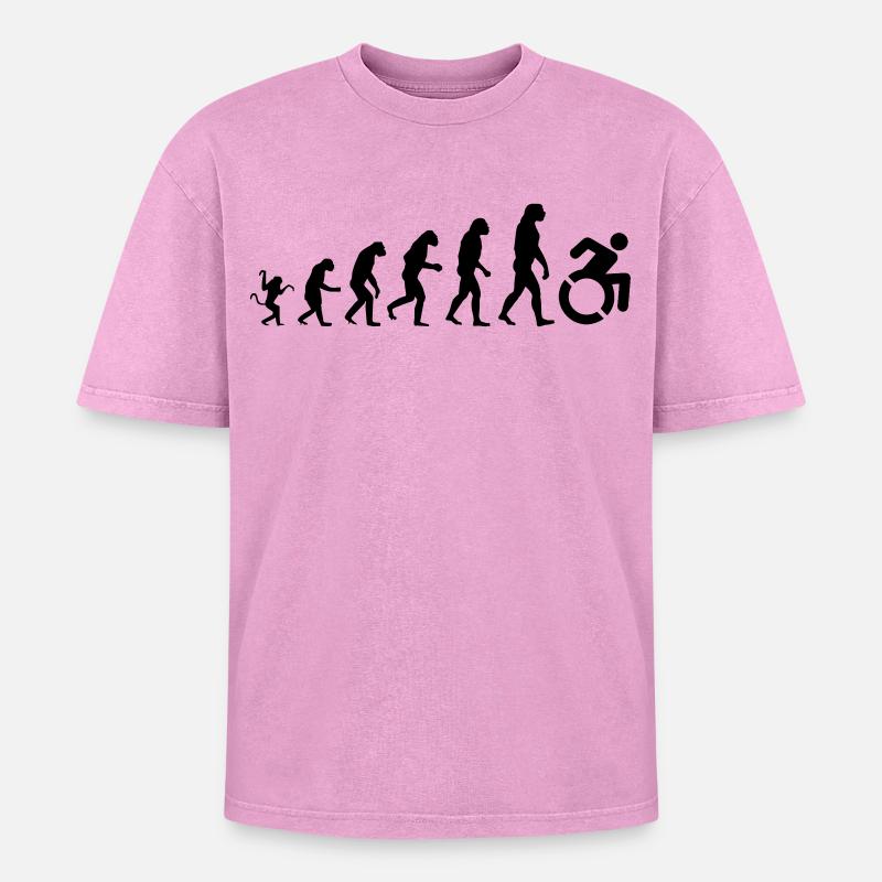 Evolution des Rollstuhls * - Oversized Unisex Premium Acid-Washed T-Shirt - Pink Acid Wash
