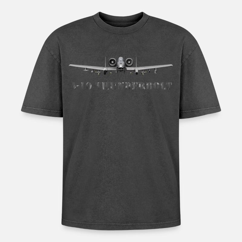 A-10 Thunderbolt Kampfflugzeug Design - Oversized Unisex Premium Acid-Washed T-Shirt - undefined