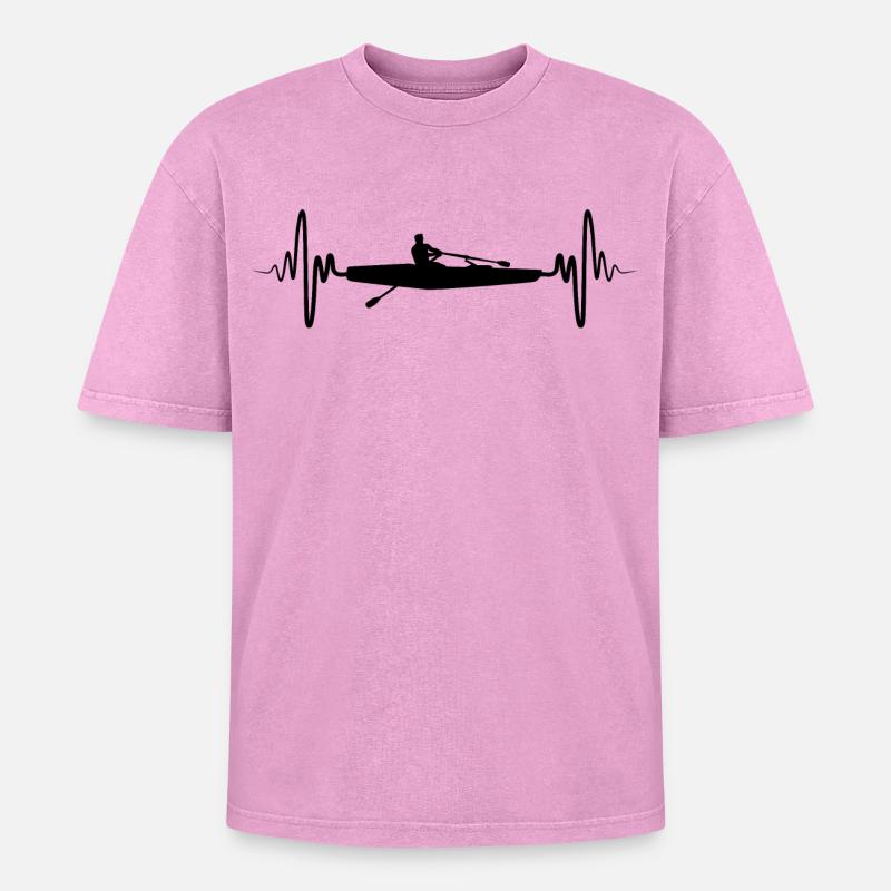 Rowing Sculling - Oversized Unisex Premium Acid-Washed T-Shirt - acid washed pink