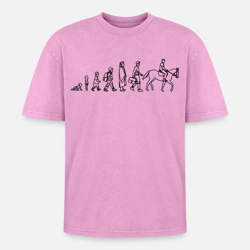 Évolution de l’enfant au cavalier - T-shirt Premium unisexe oversize acid-washed - rose délavé acide