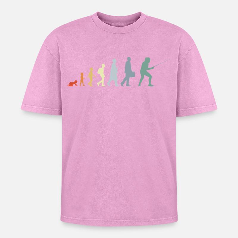 Fechter Evolution - Oversized Unisex Premium Acid-Washed T-Shirt - Pink Acid Wash