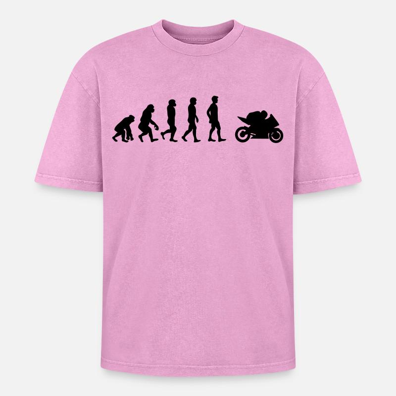 Motorrad Evolution - Oversized Unisex Premium Acid-Washed T-Shirt - Pink Acid Wash