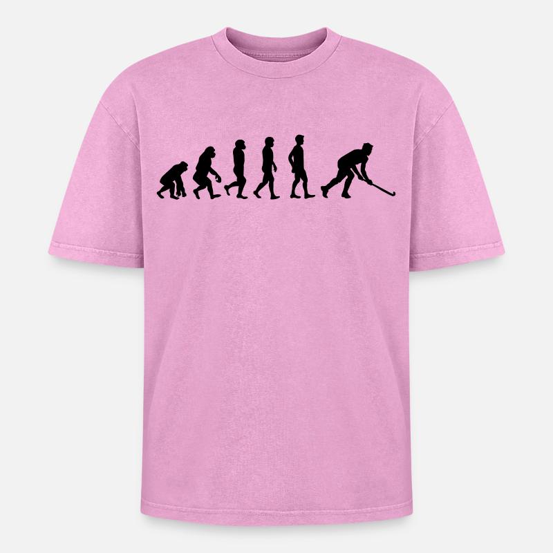 Unihockey Evolution - Oversized Unisex Premium Acid-Washed T-Shirt - Pink Acid Wash
